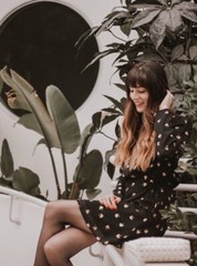 & Other Stories Mini Wrap Dress Size 0 Black Gold Leaves Long Sleeve Twee