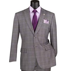 VINCI Men’s Glen Plaid 2-Button Suit w/ Peak Lapel – 36S-56L, 3 Colors – NEW