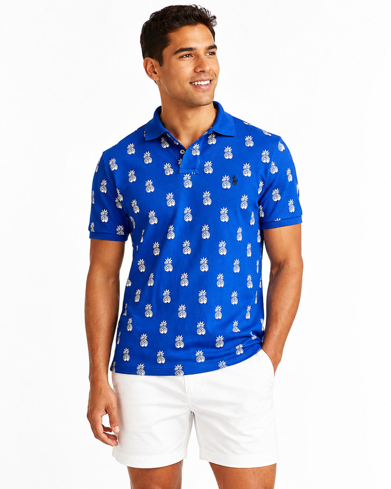 Polo Ralph Lauren Men’s Pineapple Print Custom Slim Fit Mesh Aloha Shirt XL NEW