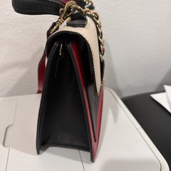 ALDO Colorblock Satchel Top Handle Gold Chain Accent Detachable Strap Pockets