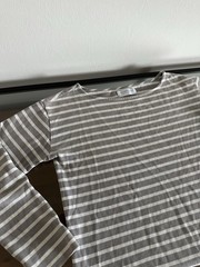 Everlane Gray Striped 100% Cotton Long Sleeve Shirt Top Size S