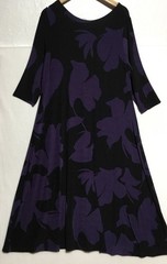 NEW Chicos Travelers Dress Size 3P XL Petite Purple Black V Back Stretch Comfort