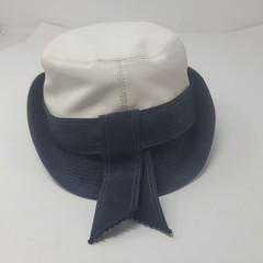 Vintage Custom Hat Corp Officer Sailor Captain Hat White Navy Gold Size 23 1/2
