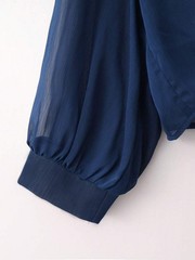 Women Oversized Shirt Collar Bishop Half Sleeve Casual Knot Blouse Long Top