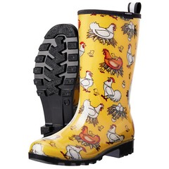 HISEA Women’s Printed Rain Boots Mid-Calf Waterproof Garden Boots Glossy Wellies