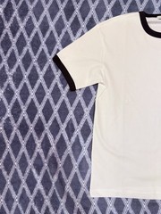 POLHAM Men’s Graphic Print Ringer T-Shirt White/Black Crew Neck S/S M
