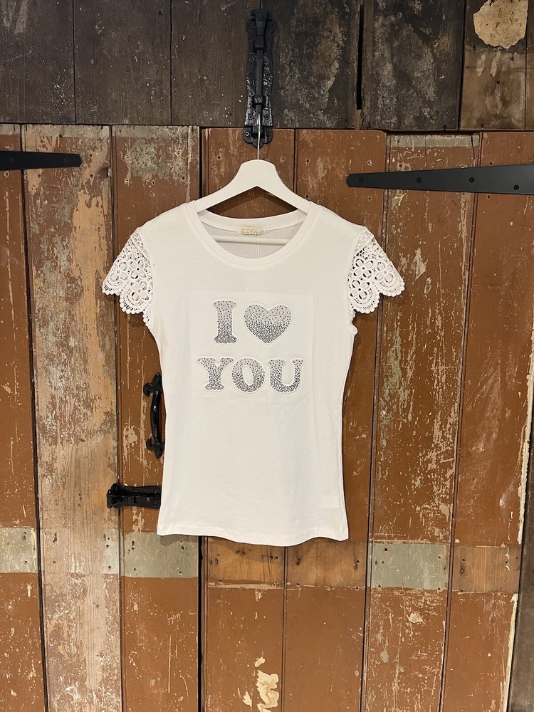 Zeva Short Sleeve T-Shirt Top Women’s Size Large Cotton Blend White Sequins New