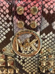 Michael Kors Greenwich Studded Snakeskin Print Leather Crossbody Bag Pink Ombre