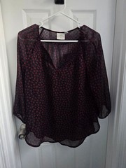 St John’s Bay Women’s M Black Floral Smocked Peasant Top 3/4 Sleeve Boho
