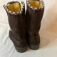 Vtg Quoddy Women’s Boot Sz 7 Shearling Lined Faux Fur Moccasin Brown Tan Snow