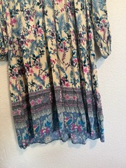 R. Vivimos Floral print Maxi Dress XL Boho Peasant Prairie Cottagecore Blue 18