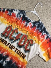 DC PWR/UP Tour 2025 Tie Dye Concert T-Shirt Band Tee Flames Rock Size LG SKU113