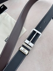 Montblanc Reversible Leather Belt Silver Pin Buckle Men’s Dress Belt-90CM