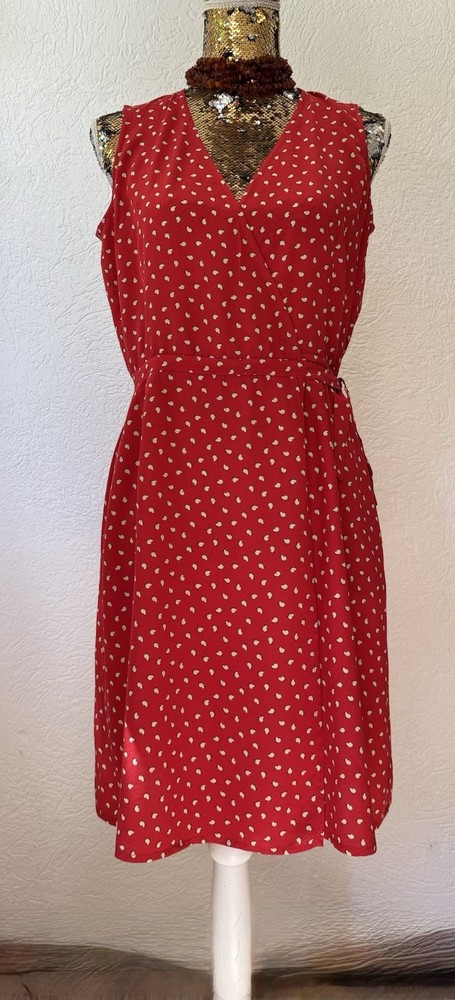 Alberto Aspesi Red Silk Wrap Dress Size IT 44 (S-M) Cute Little Yellow Chicks