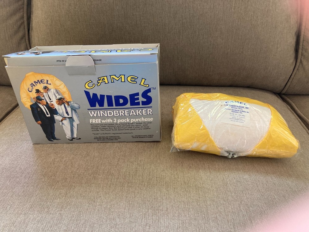 Vintage Camel Cigarette yellow Tyvek Windbreaker with original box (XL)