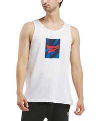 Reebok Mens Regular fit Sleeveless Graphic Tank Top Shirt Large White Solid