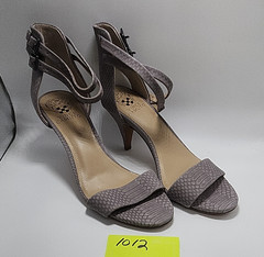 Vince Camuto Women’s Leather Snake Skin Strappy Open Toe Ankle Strap Heel 7.5