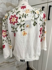 Anthropologie Kindred Top P/XL White Peasant Boho Cottagecore Embroidered New