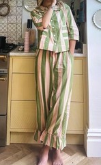 Striped Button-Front Collared Pajama Set lounge sleep free people Anthropologie