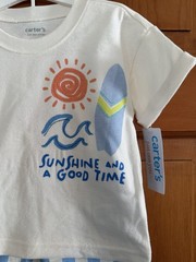 Baby Boys’ Carter’s 2pc Striped Surfboard T-Shirt & Shorts Set Size 18M NWT