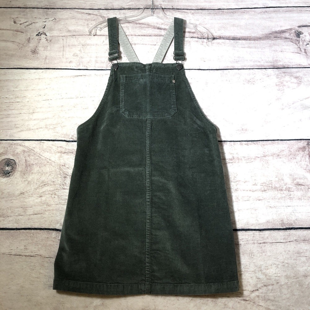Purnell Workwear Overall Dress 8/29 Green Corduroy Bib Pocket Mini Skirt Y2k New