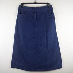 Eileen Fisher Womens M Blue Denim Jean Midi Skirt Aline Cottton Blend Stretch
