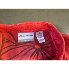 Alfred Dunner Petite Coral Pink Burnout Floral Blouse 3/4 Sleeve Size 12P