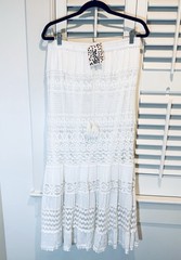 Magic Women’s Skirt XL Creamy Beige Western Lace Boho Maxi Prairie Cottage NWT