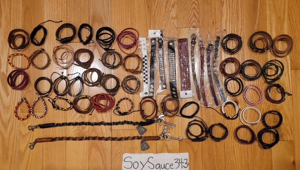 WHOLESALE LOT GENUINE LEATHER WRAP BRACELETS RANDOM MIXED CUFF BANGLE US SELLER