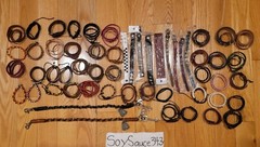 WHOLESALE LOT GENUINE LEATHER WRAP BRACELETS RANDOM MIXED CUFF BANGLE US SELLER