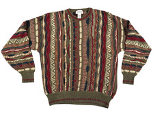Vintage 80s 90s 3D Thick Texture Cable Abstract Grunge Hip Hop Sweater Small