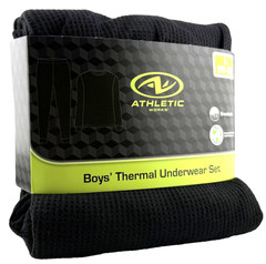 Athletic Works Youth Waffle Thermal Layering Underwear Set, Black – Choose Size