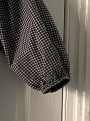 TOAST Black & White Gingham Cotton Round Neck Balloon Sleeve Blouse Size 6