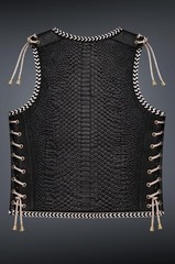 Men’s Black Crocodile Embossed Real Leather Biker Vest Lace Side Motorcycle Vest