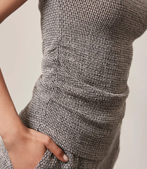 Mint Velvet Textured Cotton Blend Top Size M Natural Grey