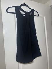 By Anthropologie Black Draped Knot Racerback Tank Top Sleeveless Size Small