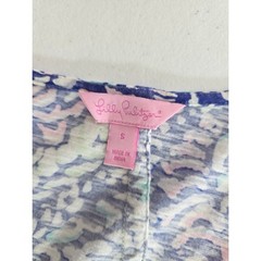 Lilly Pulitzer Fringe Trim Open Front Cardigan Blue Print Size Small