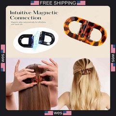 Magnetic Hair Clips for Women, 2Pcs, Strong Neodymium Hold, Non-Slip Salon