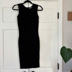 John + Jenn Zeva Black Bodycon Sheath Dress Sleeveless Mesh Sexy LBD Size XS
