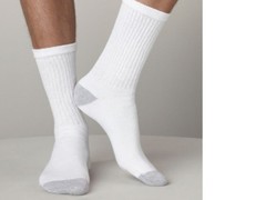 3-12 Pairs Mens Sports White 2 Tones Athletic Cotton Crew Socks Size 9-11 10-13