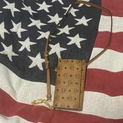 MCM Women’s Brown Monogram Wallet on Chain Crossbody Detachable Strap Gold