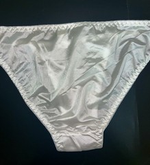 VTG Style Glossy Classic Satin String Bikini Panties Bridal White XL NEW