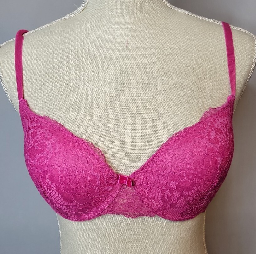 Black Fuchsia By Secret Lace Underwire Laced Floral Bra Color Rose Free Shipping