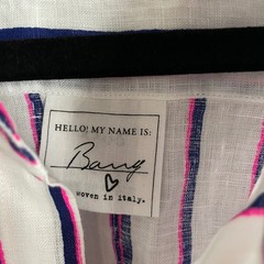 Frank & Eileen Barry Button Up Women Medium White Striped Linen Coastal Casual
