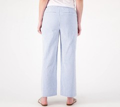Denim & Co. Seersucker Regular Wide Leg Pull On Pant Size Large New