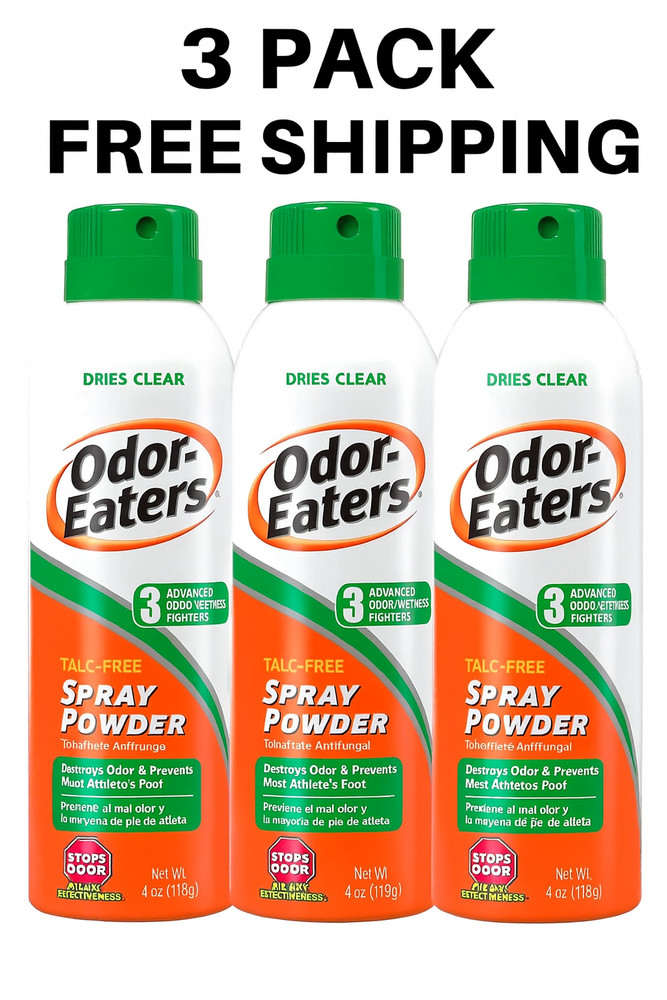 3 Pack Odor-Eaters Foot Spray Powder Maximum Strength 4 Oz ( 113 g ) Each