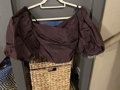 IBlues Italy Burgundy Satin Off Shoulder Crop Top Sz IT 42 UK 10