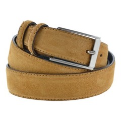 High Fashion Italian Handmade Camel Suede Leather Belt for Men