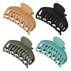 4 PCS Double Row Teeth Hair Claw 1 Count (Pack of 4) Black, Green, Khaki, Blue