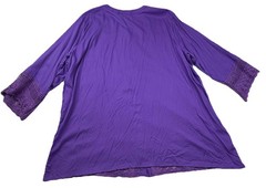 Collections Etc Pin-tuck Crotchet Lace Trim Tunic Blouse Plus 3XL Boho Casual